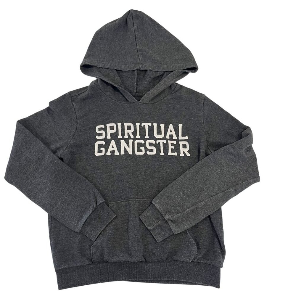 Spiritual Gangster Girl's Logo Spell Out Gray Sweatshirt‎ Hoodie Yoga - Size 12